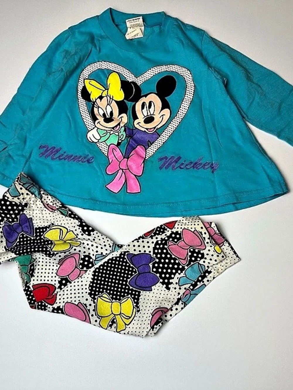 Vintage 90s Disney Mickey Minnie Matching Set Girls 3T
